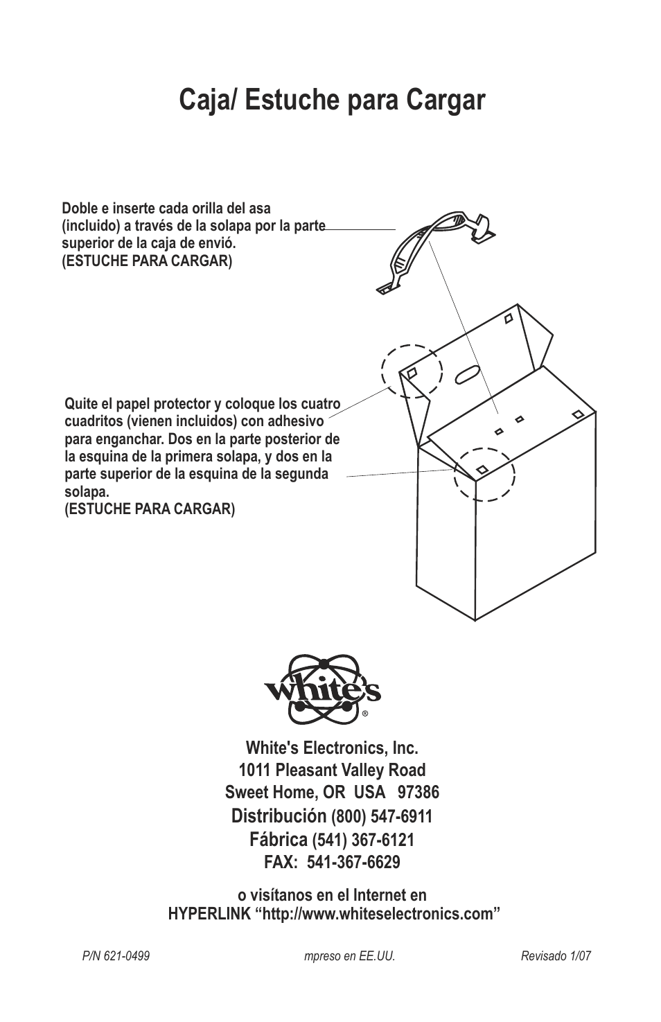 Caja/ estuche para cargar, Distribución, Fábrica | White’s Electronics TM 808 User Manual | Page 40 / 40