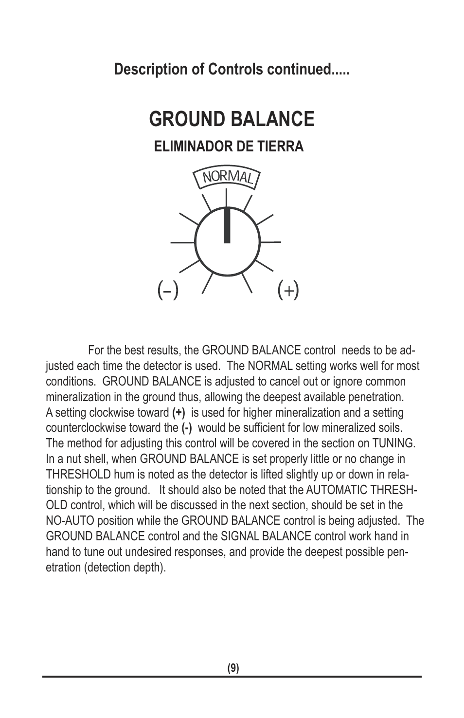 Ground balance | White’s Electronics TM 808 User Manual | Page 9 / 40