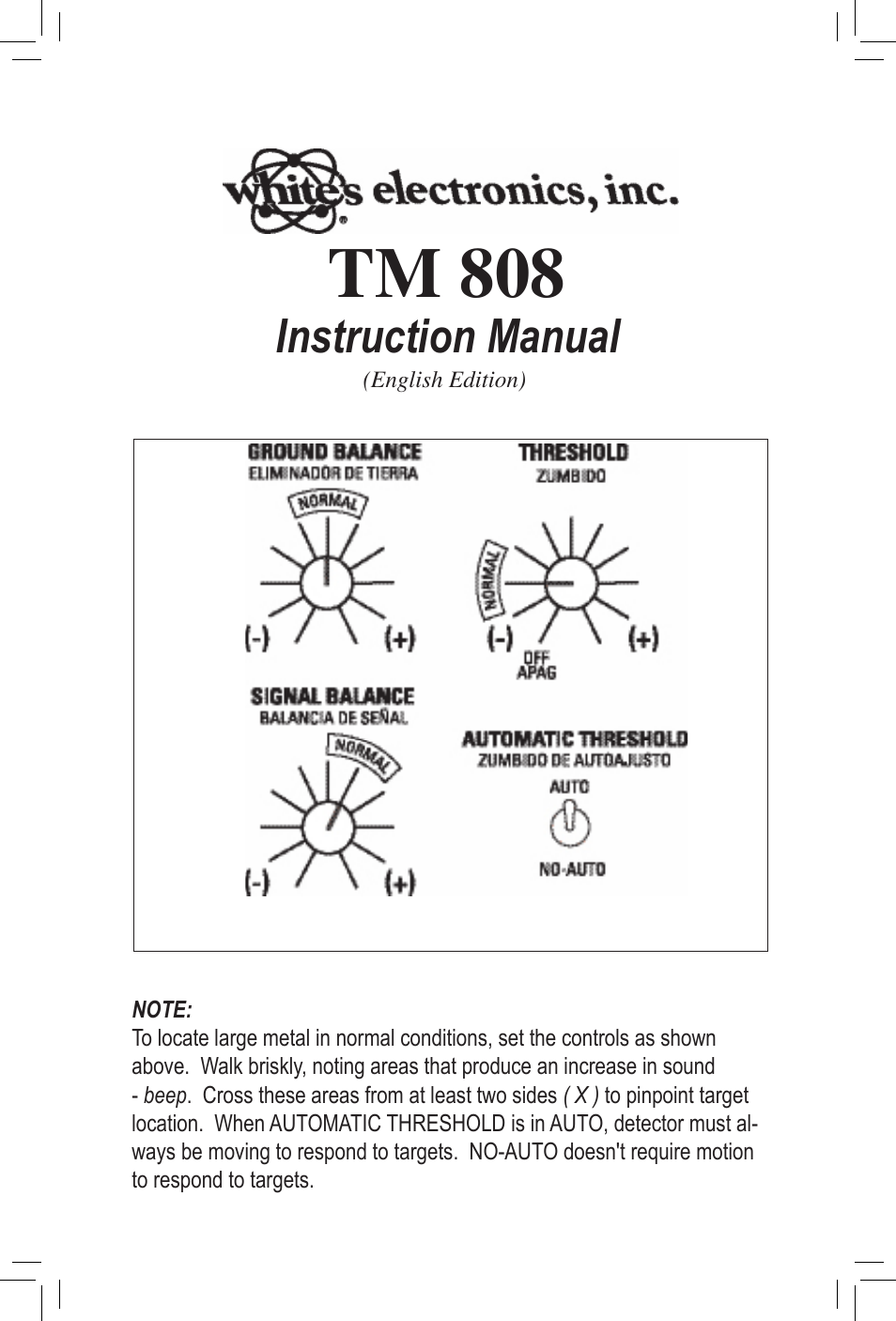 White’s Electronics TM 808 User Manual | 20 pages