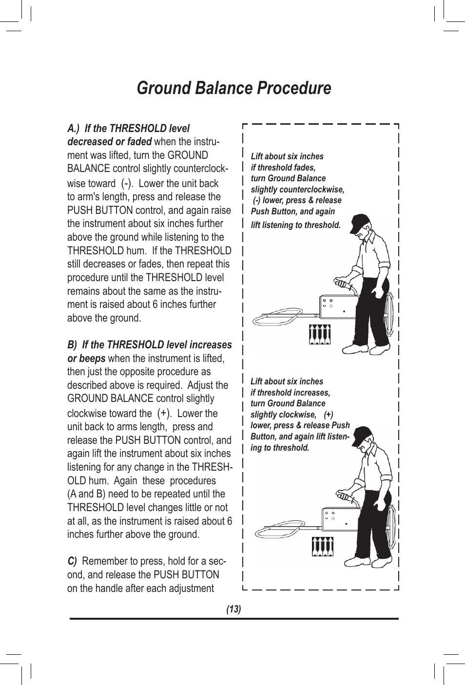 Ground balance procedure | White’s Electronics TM 808 User Manual | Page 13 / 20