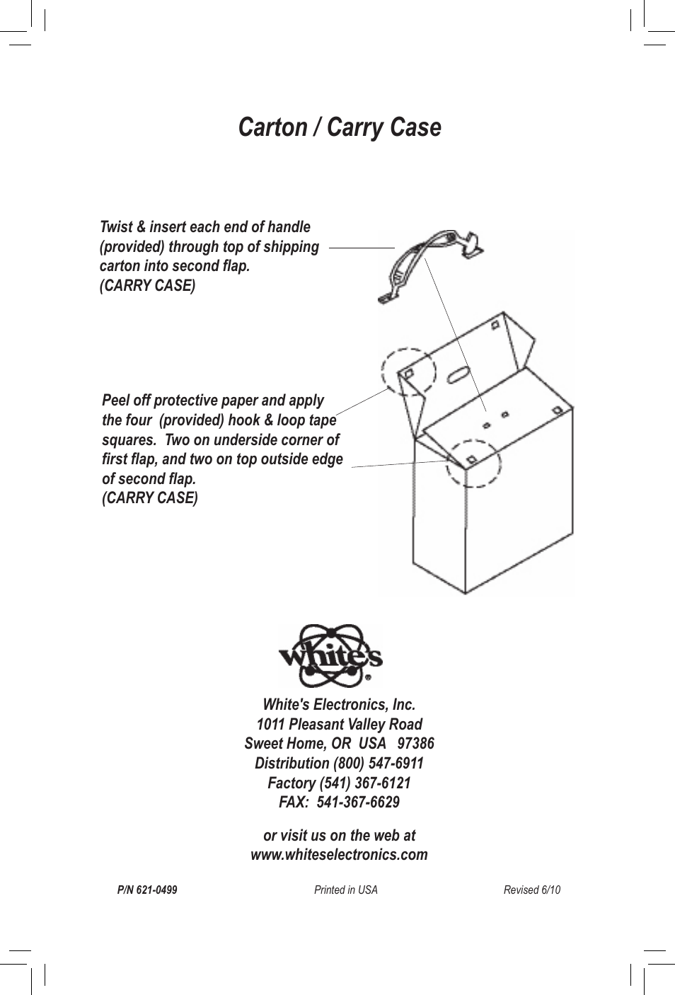Carton / carry case | White’s Electronics TM 808 User Manual | Page 20 / 20