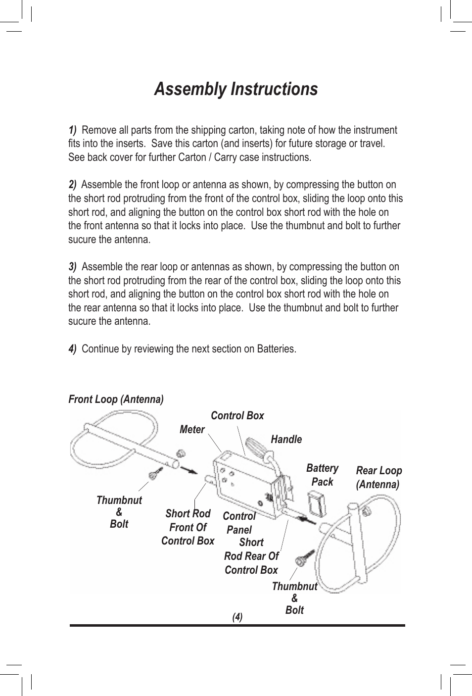 Assembly instructions | White’s Electronics TM 808 User Manual | Page 4 / 20