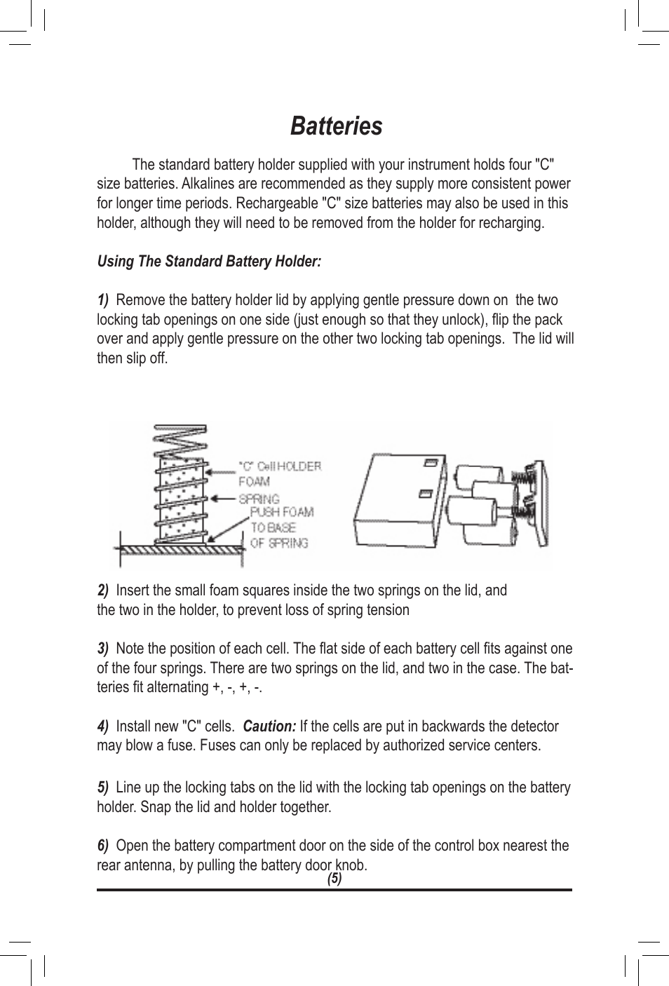 Batteries | White’s Electronics TM 808 User Manual | Page 5 / 20