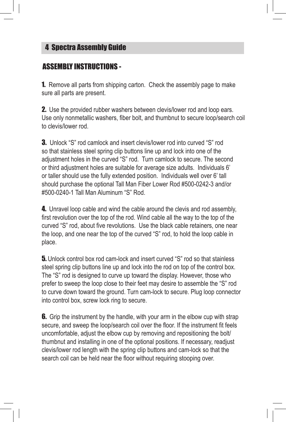 White’s Electronics Spectra V3 Assembly Guide User Manual | Page 4 / 16