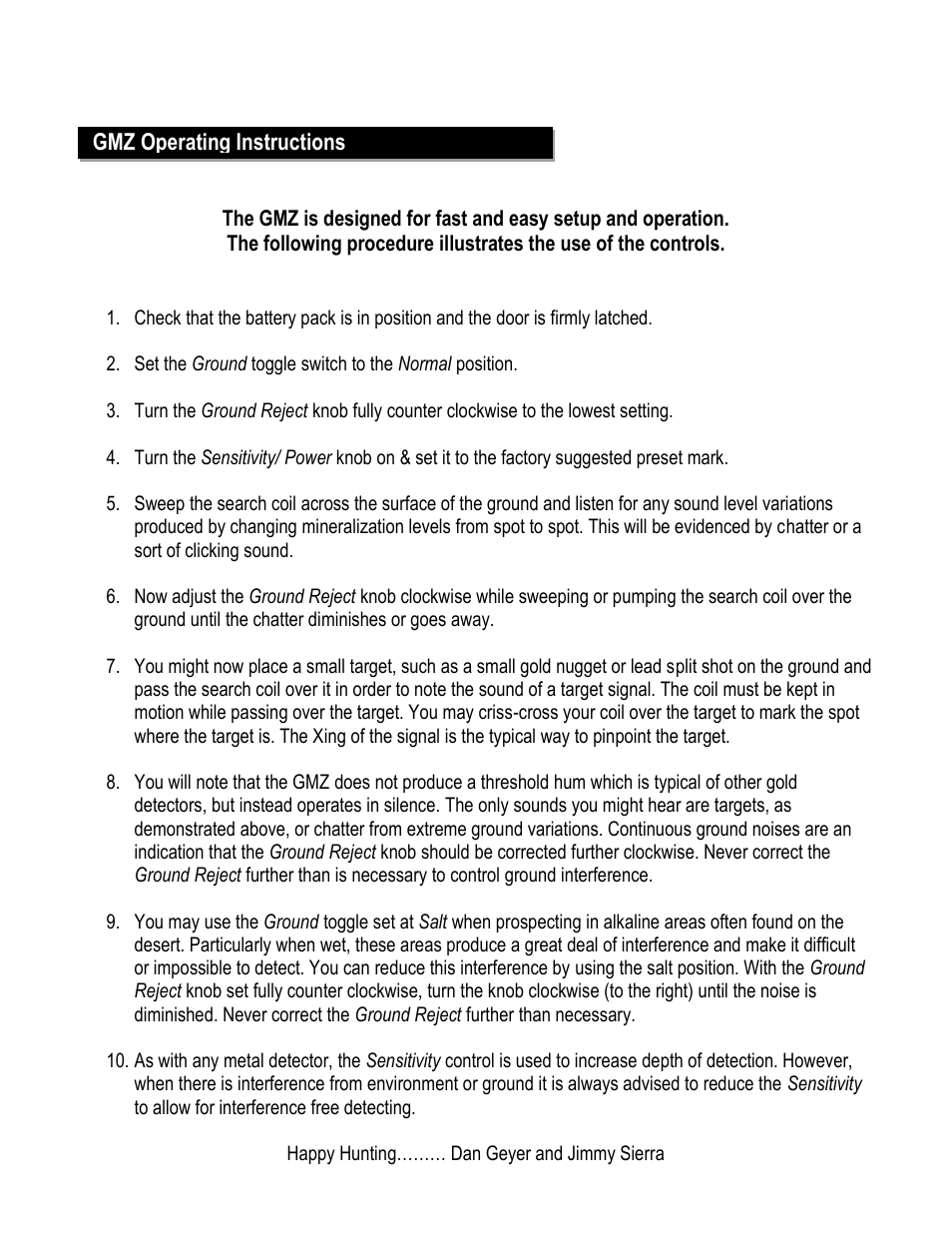 White’s Electronics GMZ User Manual | Page 3 / 4