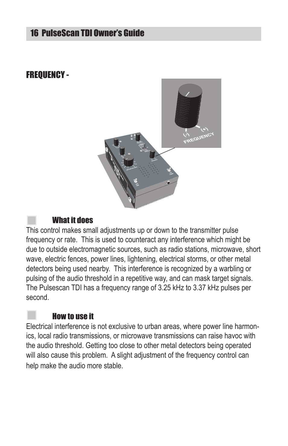 White’s Electronics TDI User Manual | Page 16 / 40