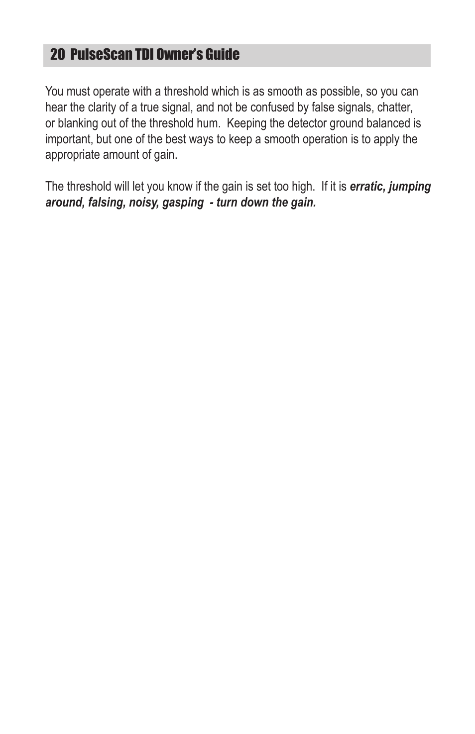 White’s Electronics TDI User Manual | Page 20 / 40