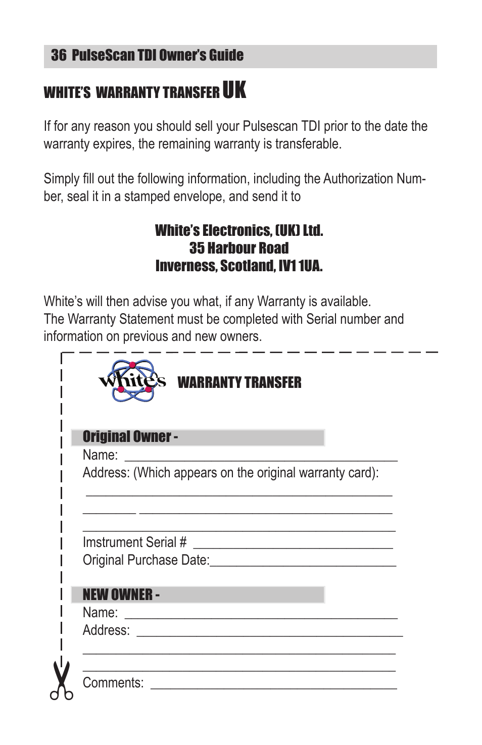 White’s Electronics TDI User Manual | Page 36 / 40