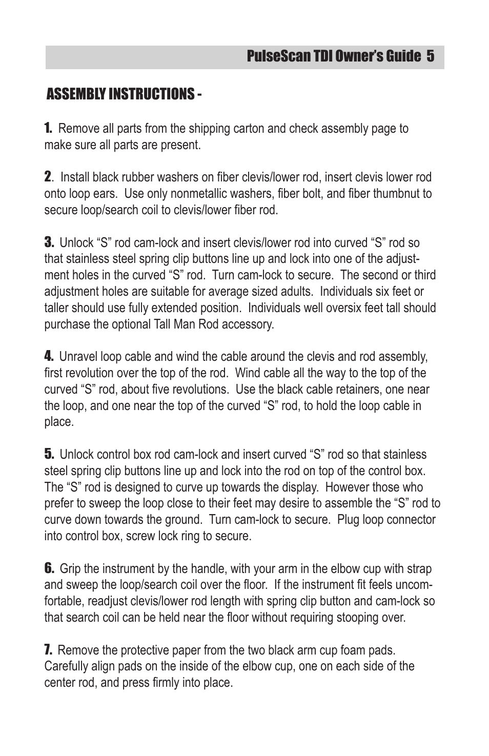 White’s Electronics TDI User Manual | Page 5 / 40