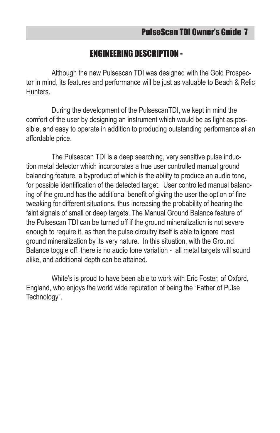 White’s Electronics TDI User Manual | Page 7 / 40