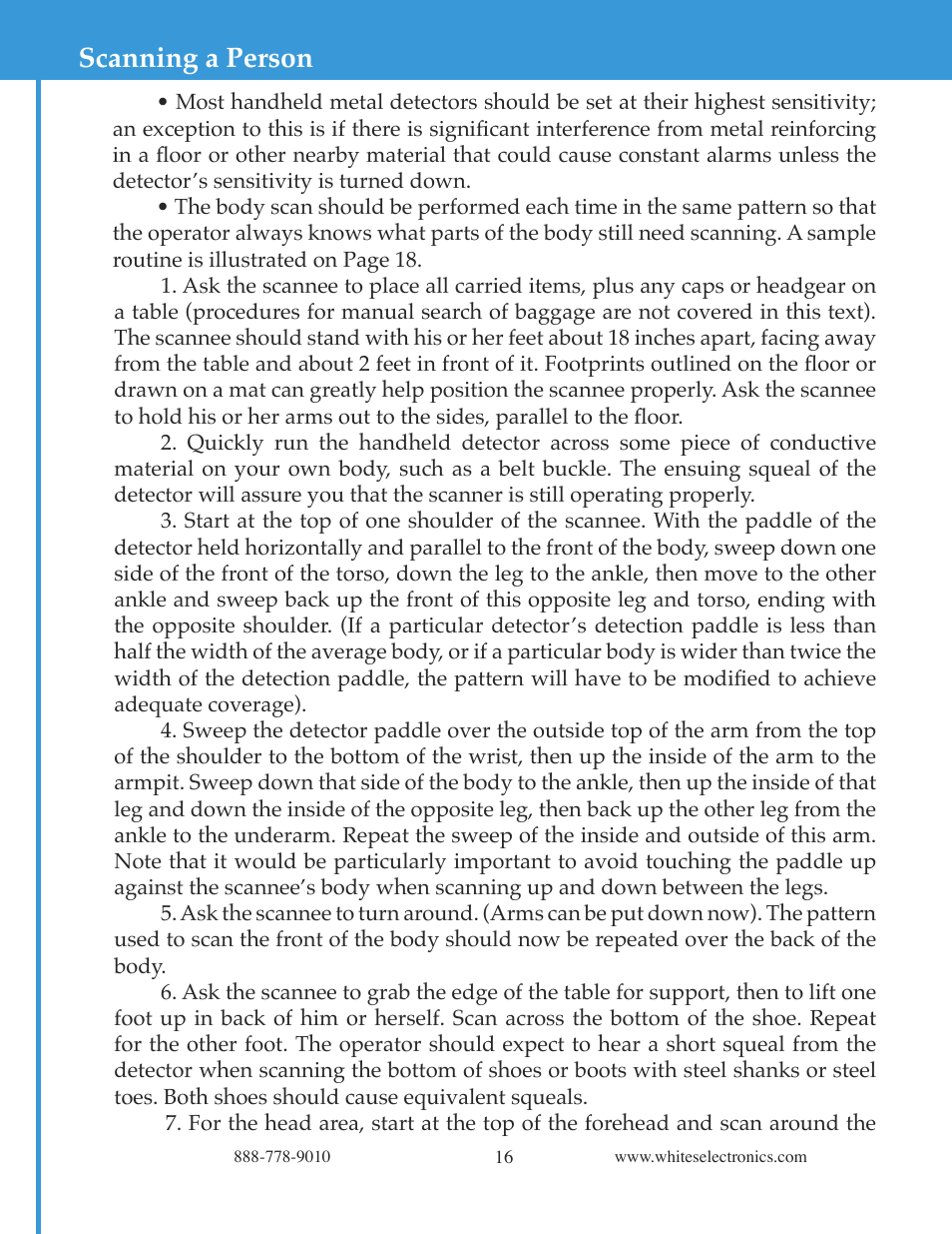 Scanning a person | White’s Electronics Matrix 100 - Color User Manual | Page 16 / 24