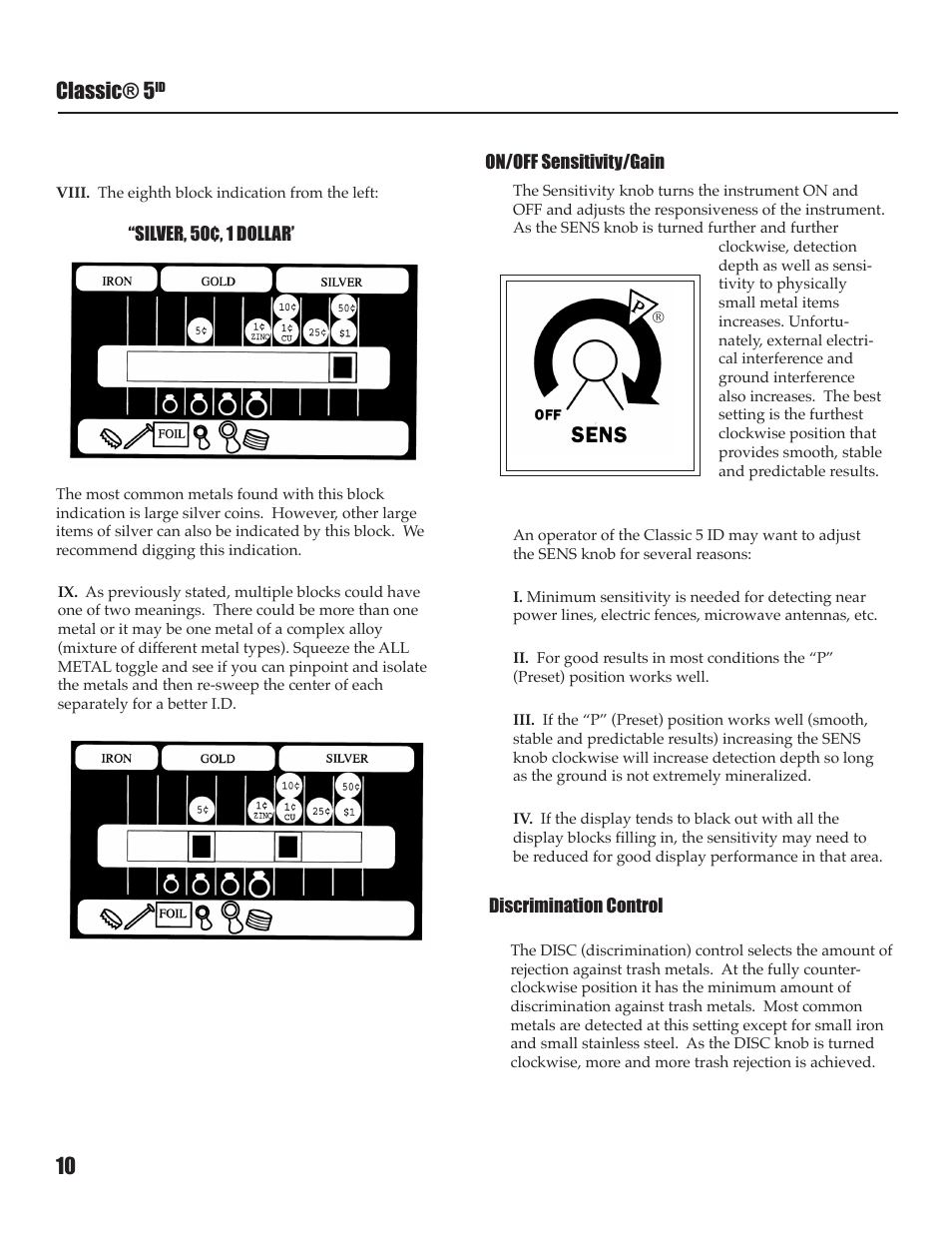 Classic® 5 | White’s Electronics Classic 5 ID User Manual | Page 10 / 20