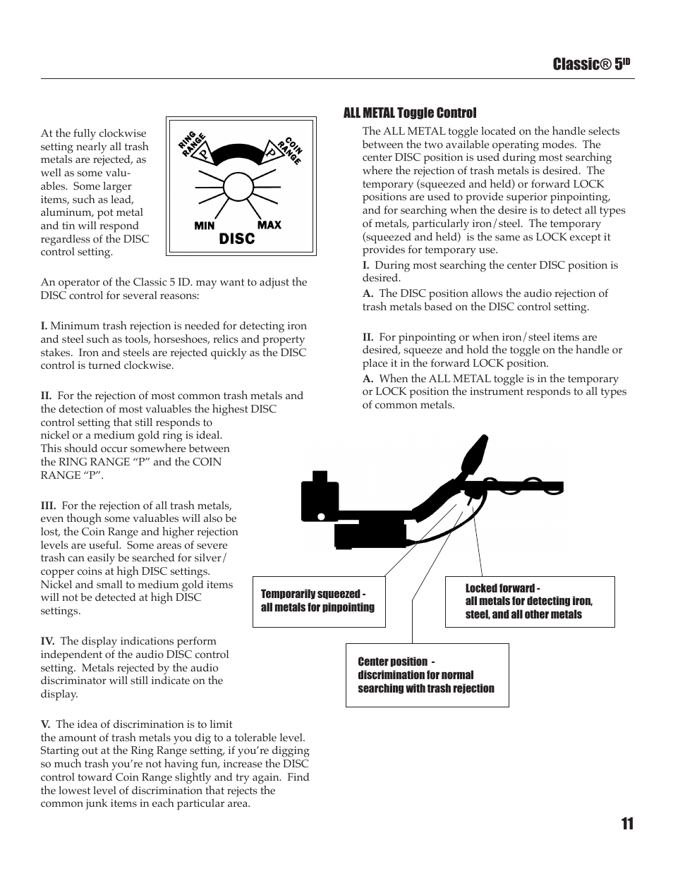 Classic® 5 | White’s Electronics Classic 5 ID User Manual | Page 11 / 20