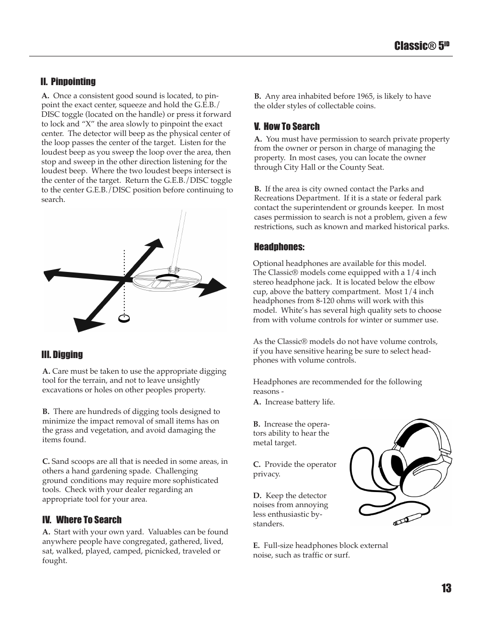 Classic® 5 | White’s Electronics Classic 5 ID User Manual | Page 13 / 20