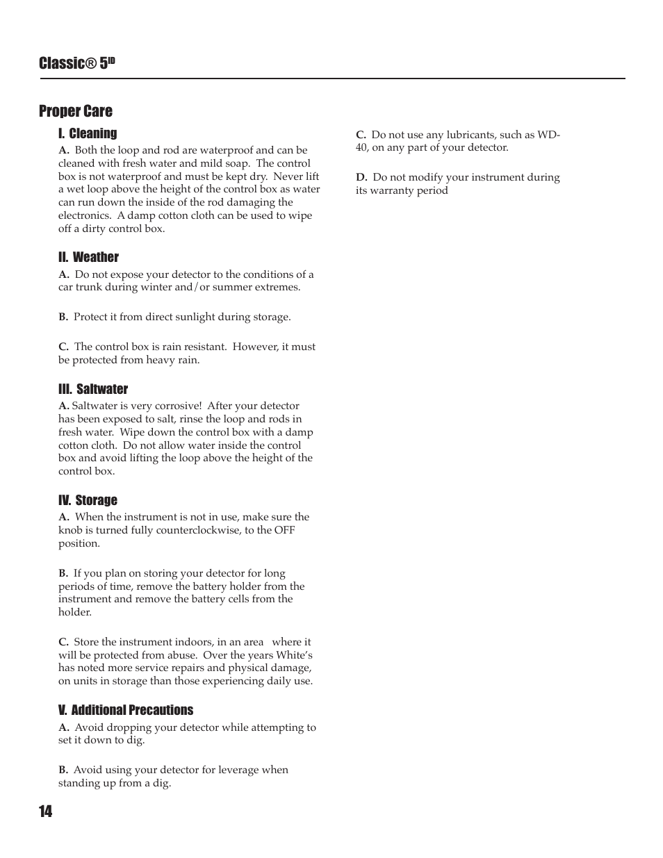 White’s Electronics Classic 5 ID User Manual | Page 14 / 20