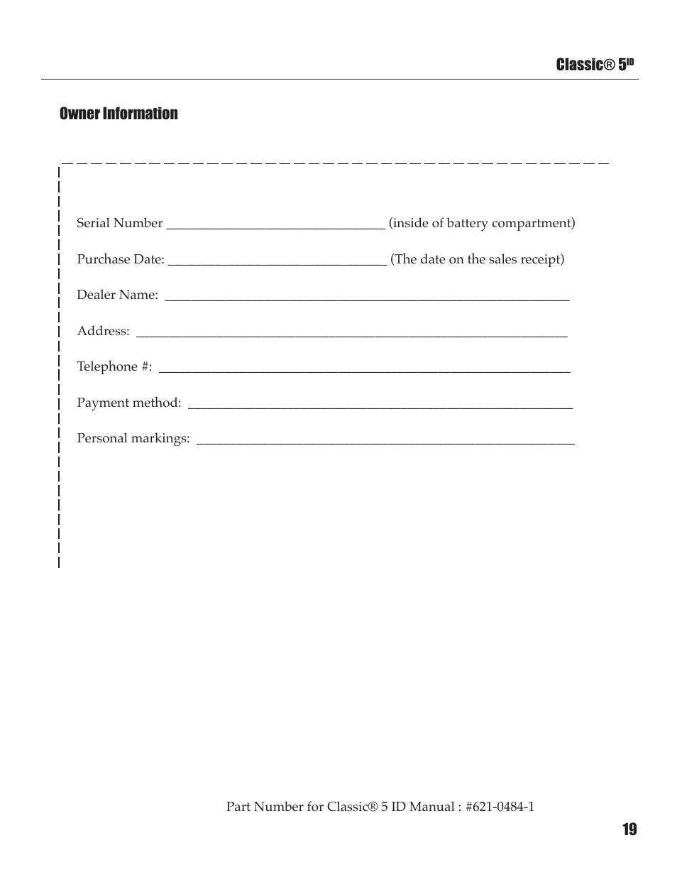 White’s Electronics Classic 5 ID User Manual | Page 19 / 20