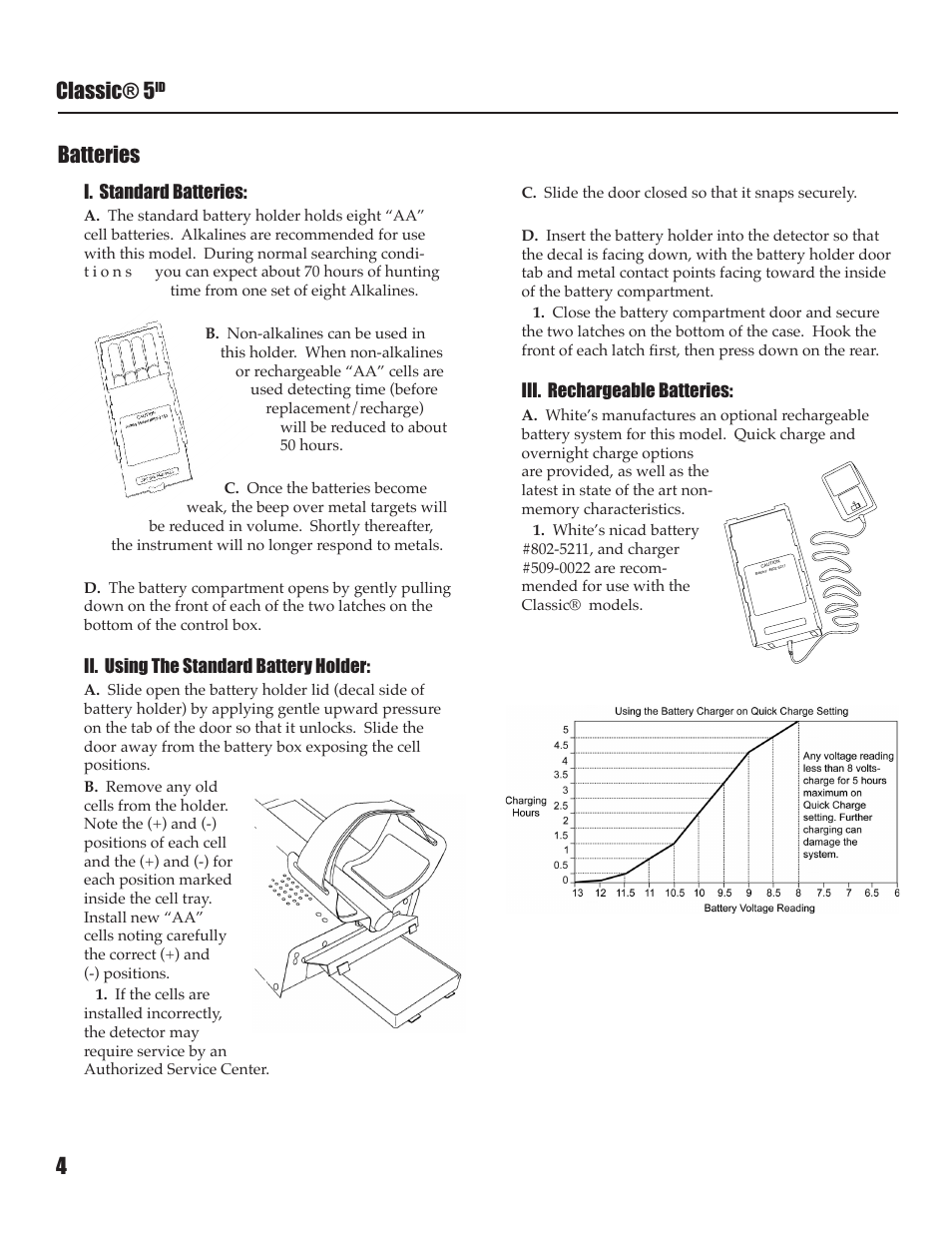 Classic® 5, 4batteries | White’s Electronics Classic 5 ID User Manual | Page 4 / 20