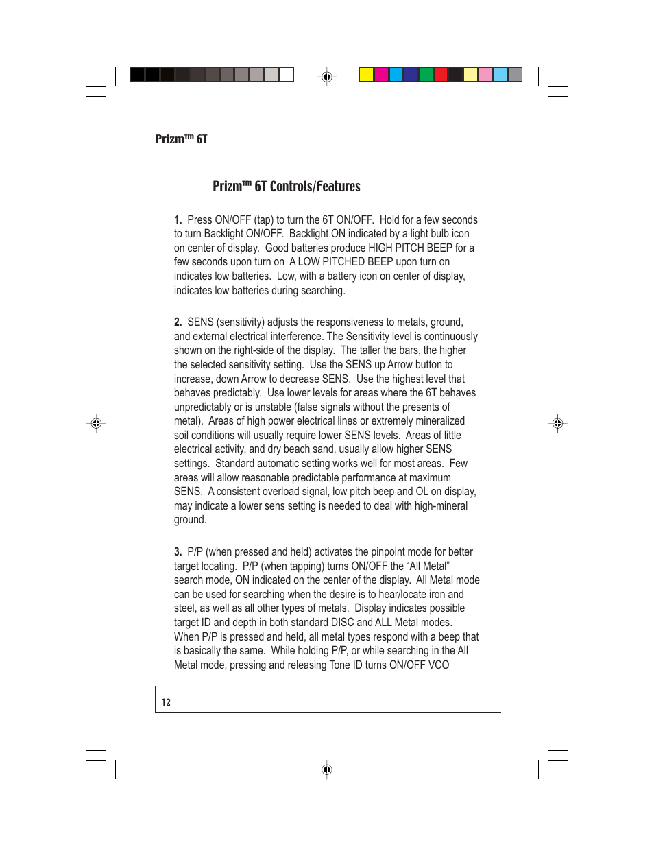 White’s Electronics Prizm 6T User Manual | Page 12 / 32