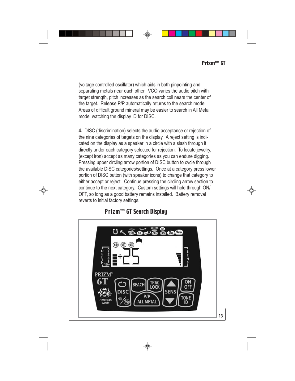 White’s Electronics Prizm 6T User Manual | Page 13 / 32