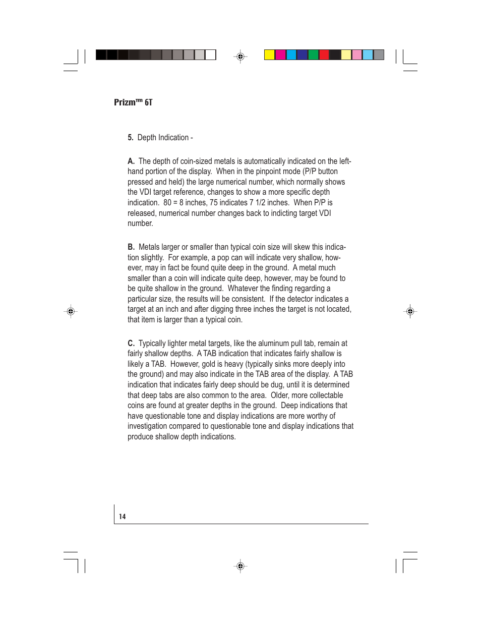 White’s Electronics Prizm 6T User Manual | Page 14 / 32