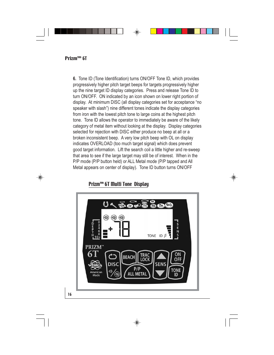 White’s Electronics Prizm 6T User Manual | Page 16 / 32