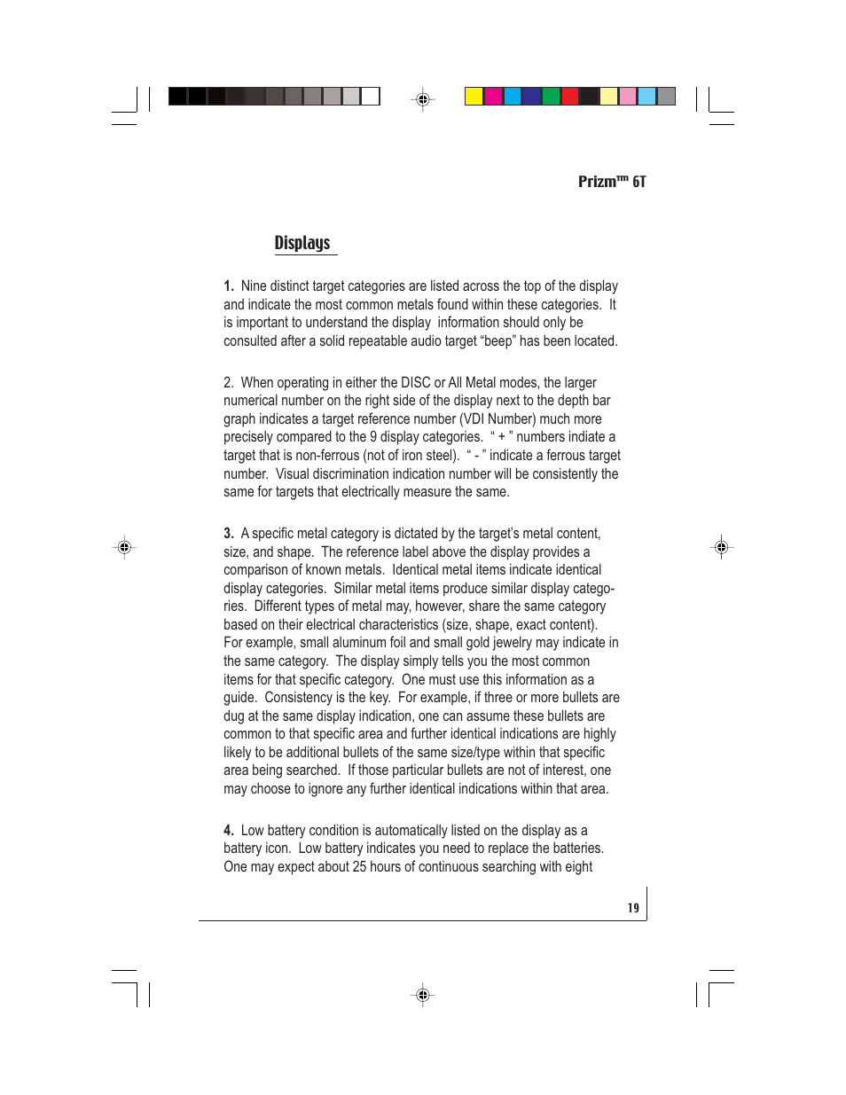 White’s Electronics Prizm 6T User Manual | Page 19 / 32