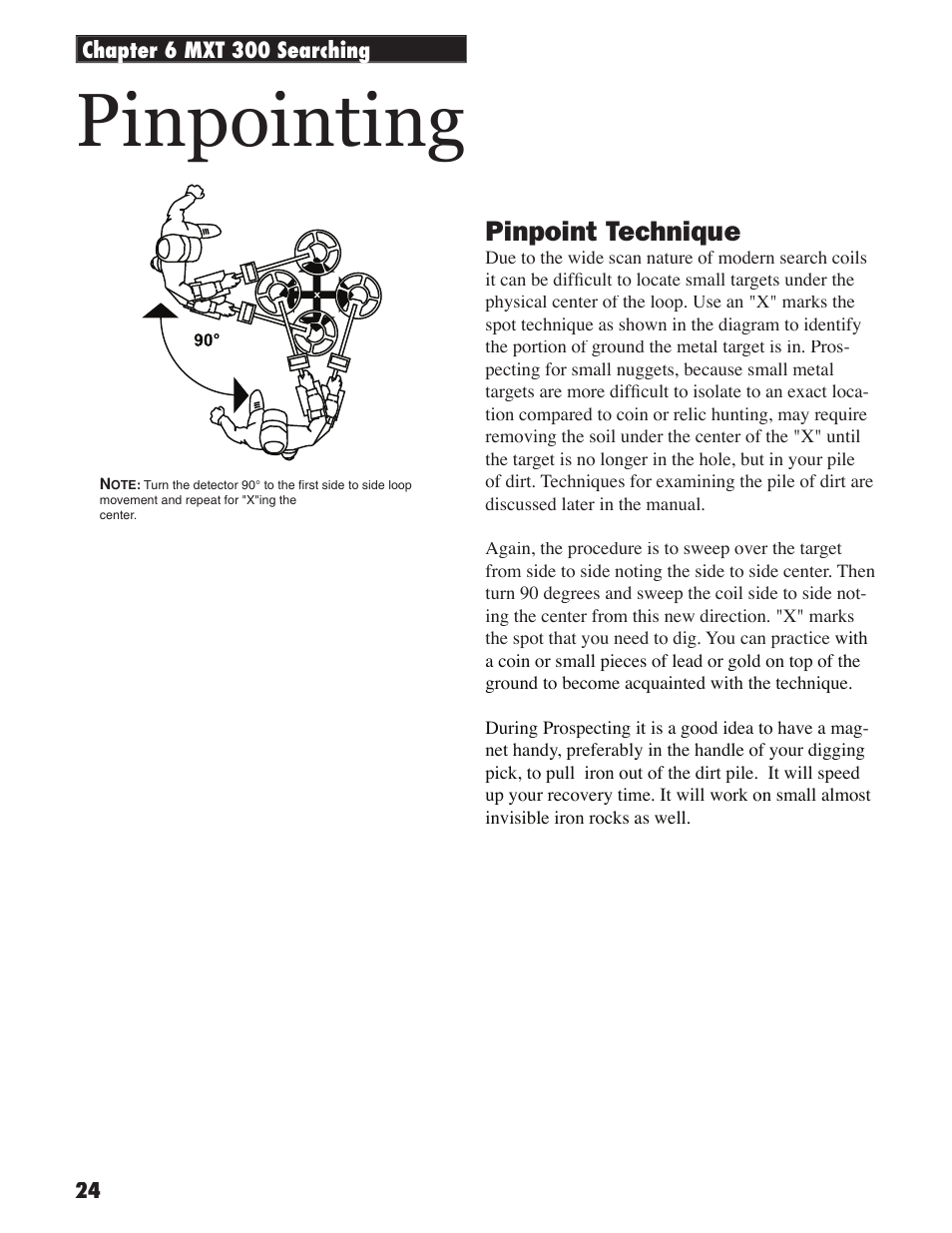 Pinpointing, Pinpoint technique | White’s Electronics MXT 300 User Manual | Page 24 / 36