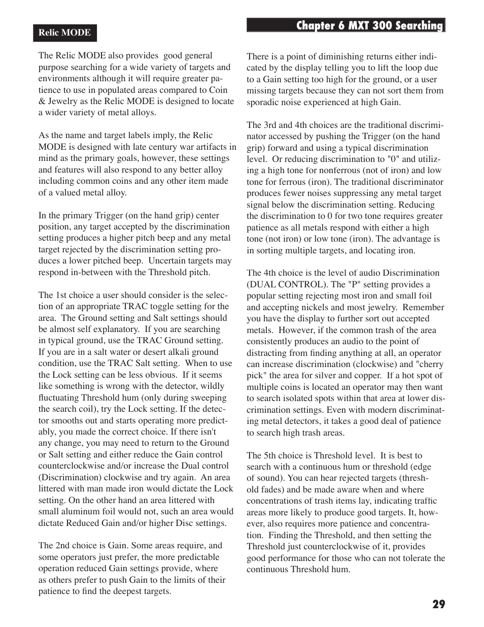 White’s Electronics MXT 300 User Manual | Page 29 / 36