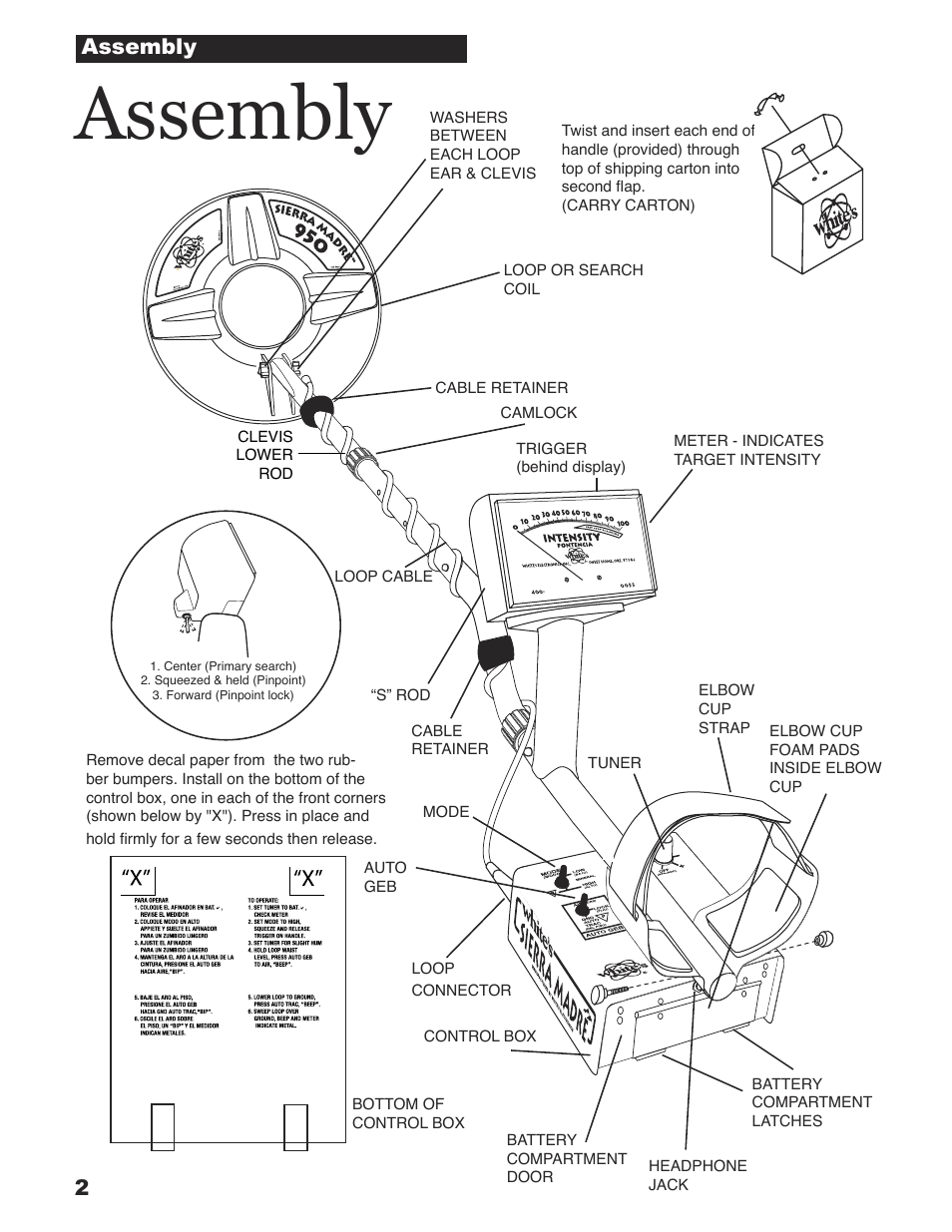 Assembly | White’s Electronics Sierra Madre User Manual | Page 2 / 32