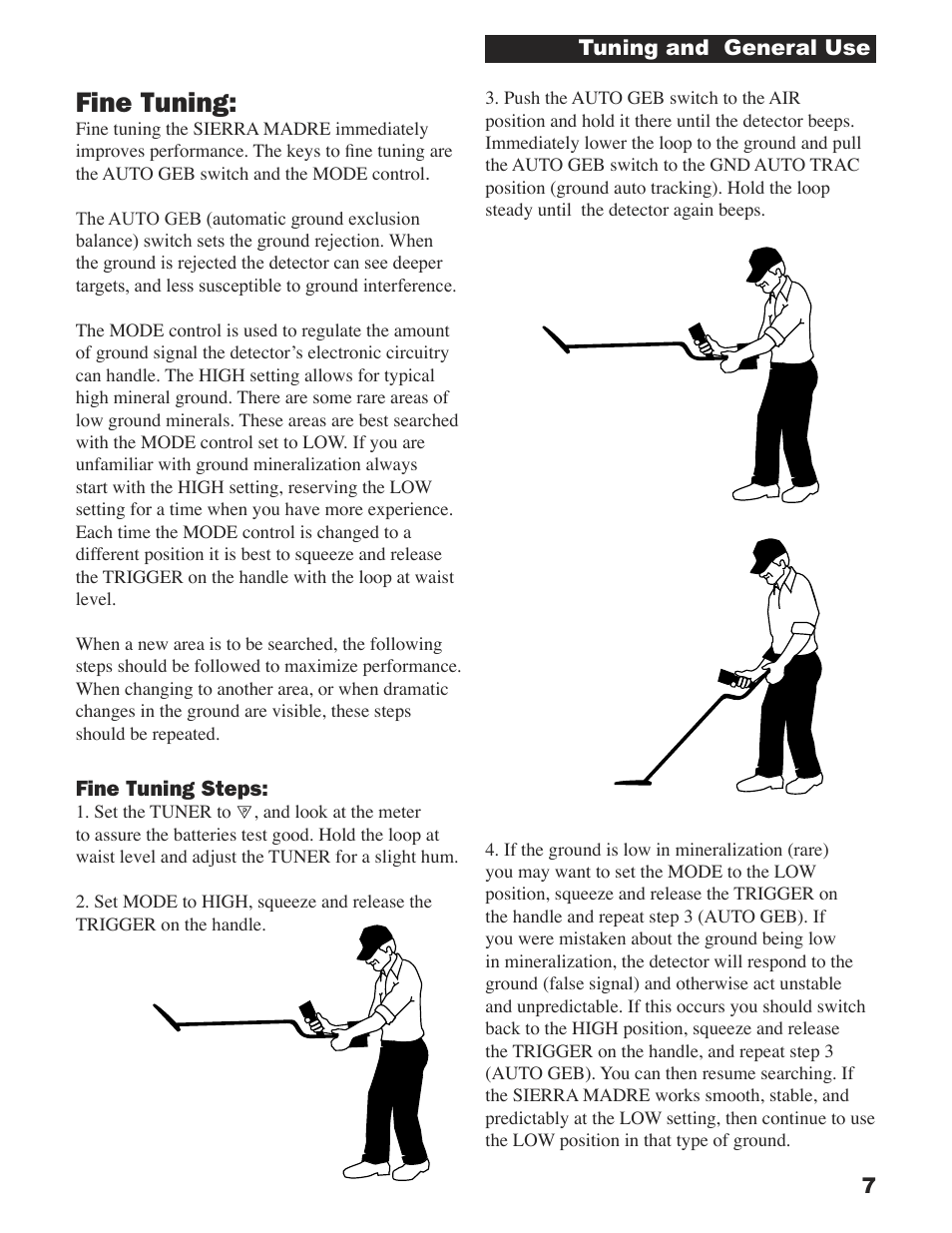 Fine tuning | White’s Electronics Sierra Madre User Manual | Page 7 / 32