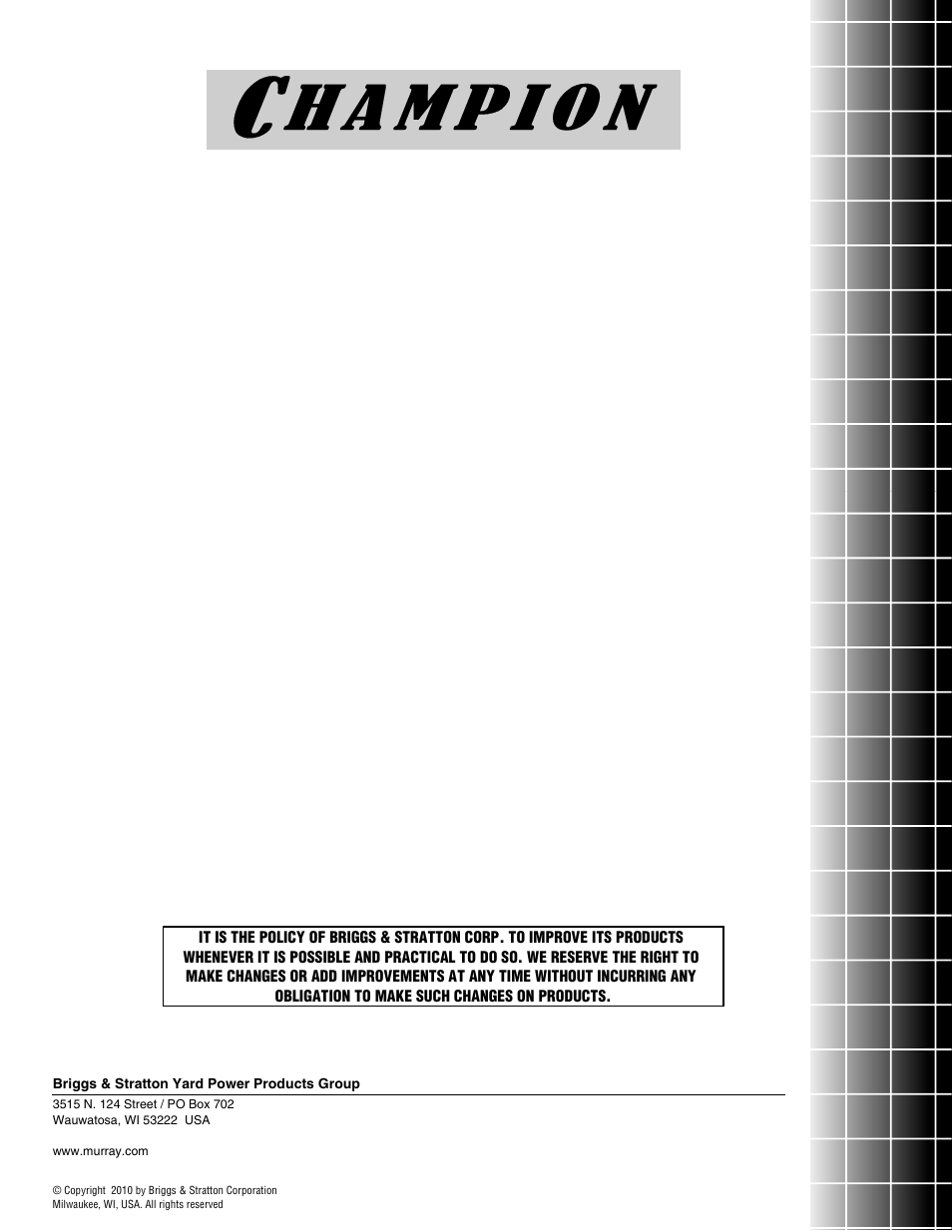 CHAMPION ST761BS User Manual | Page 28 / 28