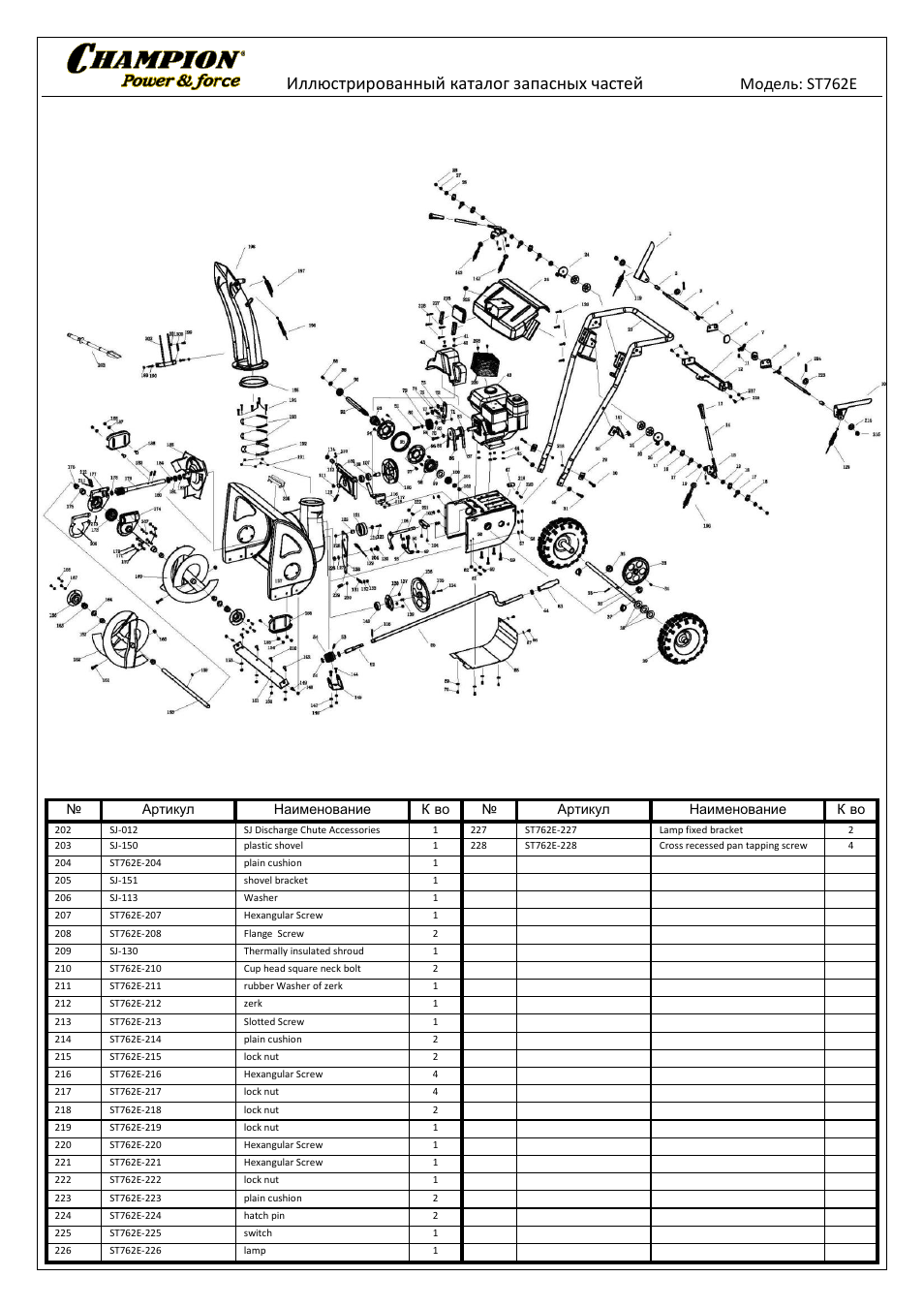 Hampion, Power slforce | CHAMPION ST762E User Manual | Page 5 / 5