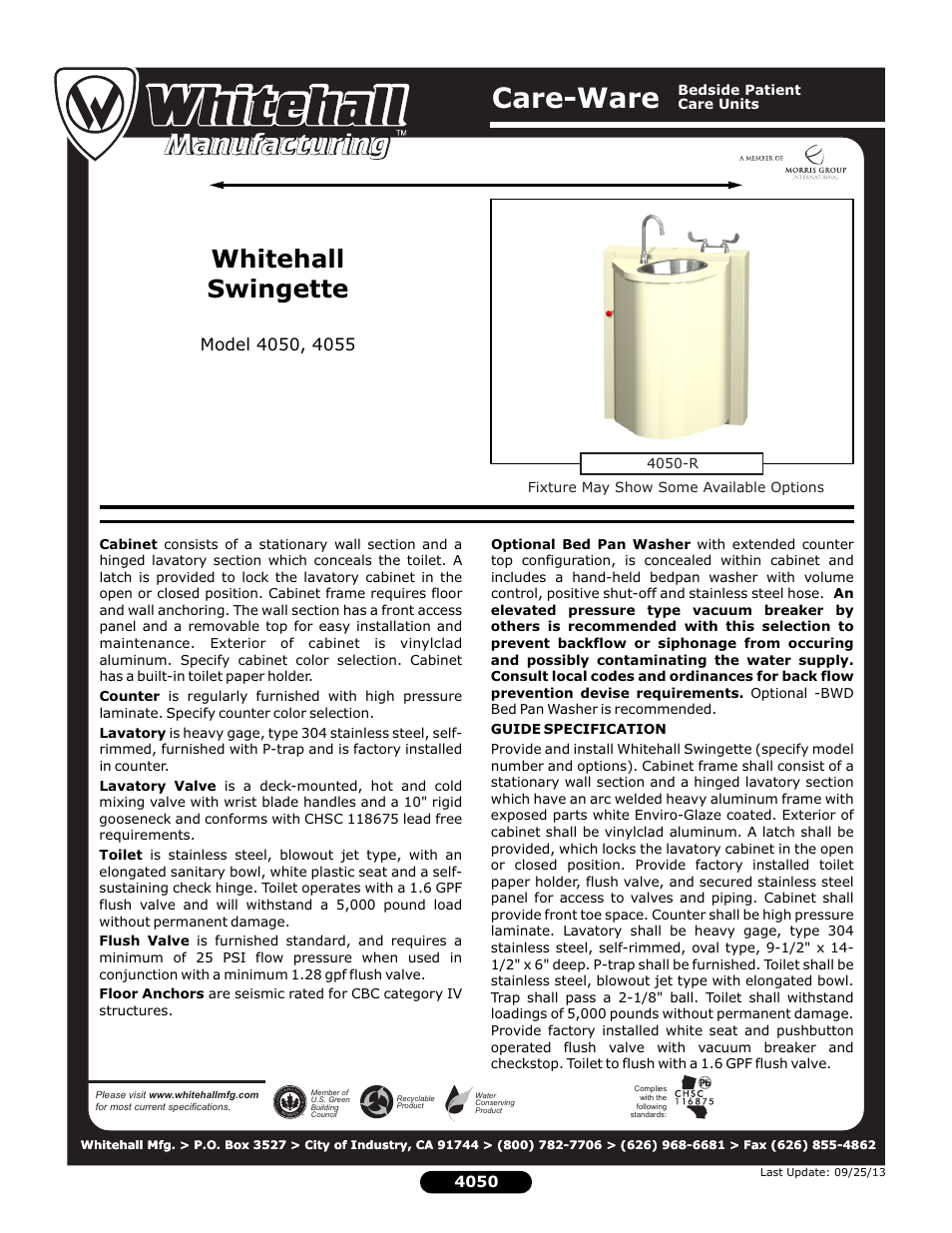 Whitehall Manufacturing 4055 User Manual | 2 pages