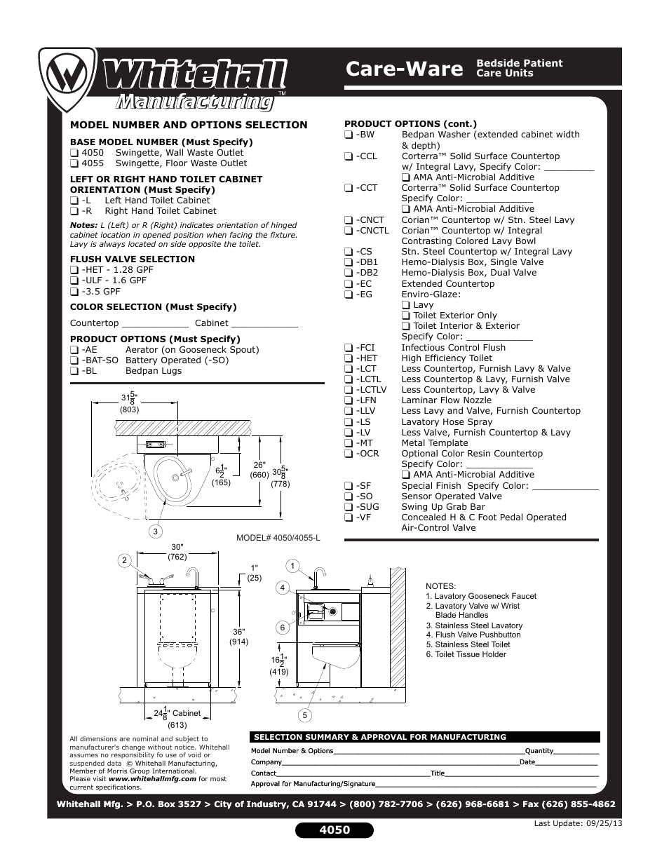 Care-ware | Whitehall Manufacturing 4055 User Manual | Page 2 / 2