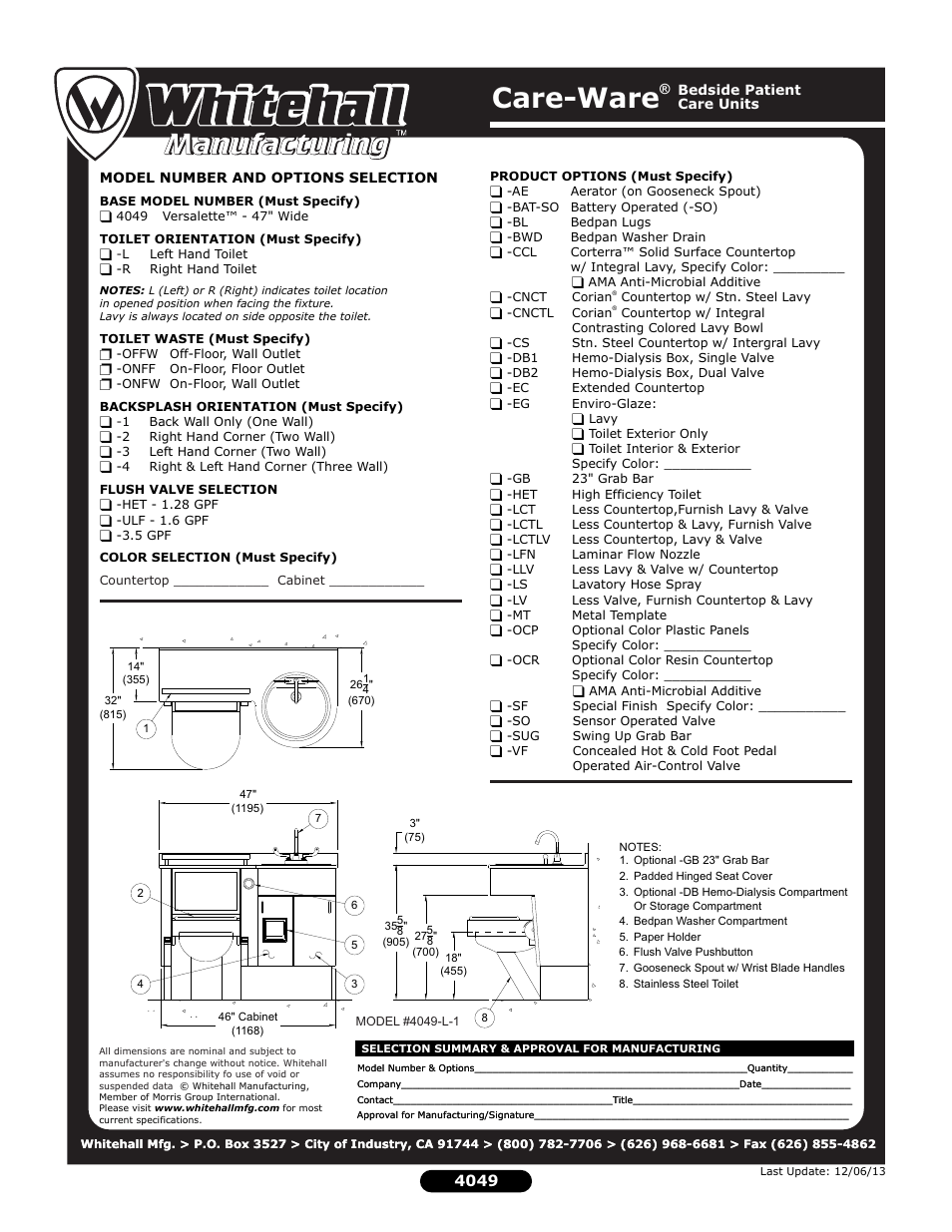 Care-ware | Whitehall Manufacturing 4049 User Manual | Page 2 / 2
