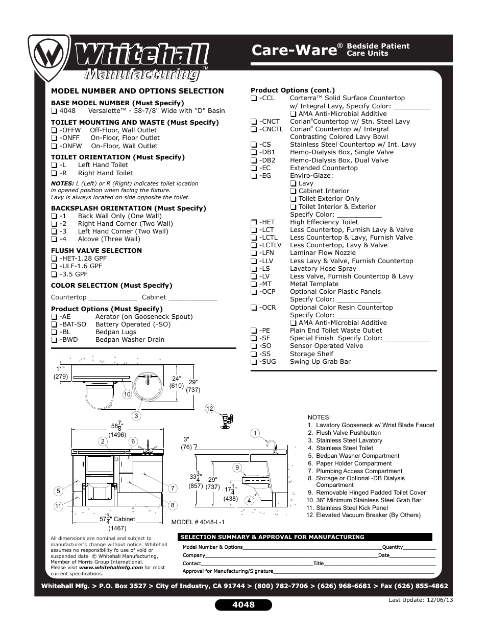 Care-ware | Whitehall Manufacturing 4048 User Manual | Page 2 / 2