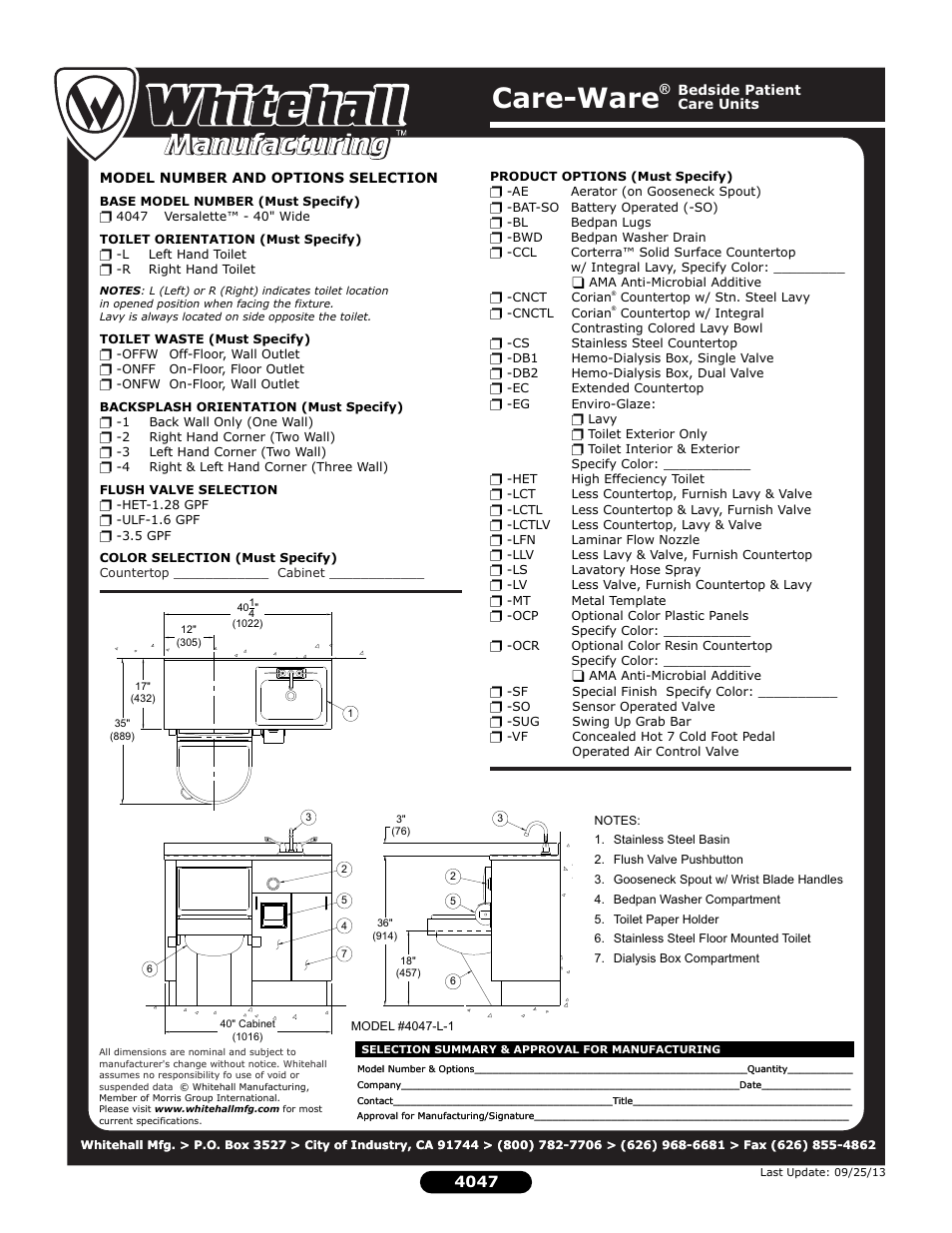 Care-ware | Whitehall Manufacturing 4047 User Manual | Page 2 / 2