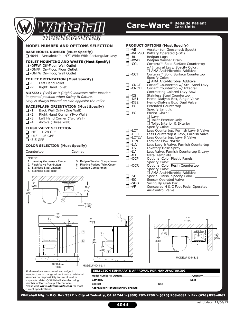 Care-ware | Whitehall Manufacturing 4044 User Manual | Page 2 / 2