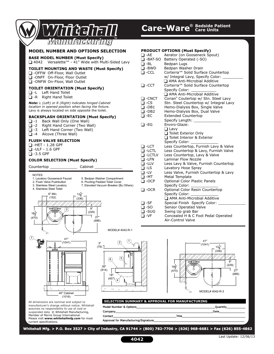 Care-ware | Whitehall Manufacturing 4042 User Manual | Page 2 / 2