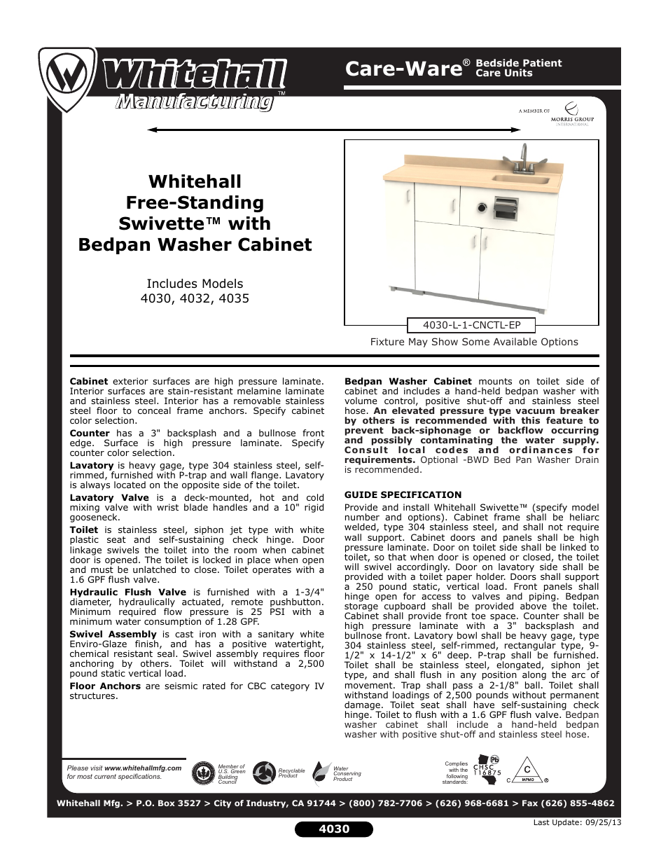 Whitehall Manufacturing 4035 User Manual | 2 pages