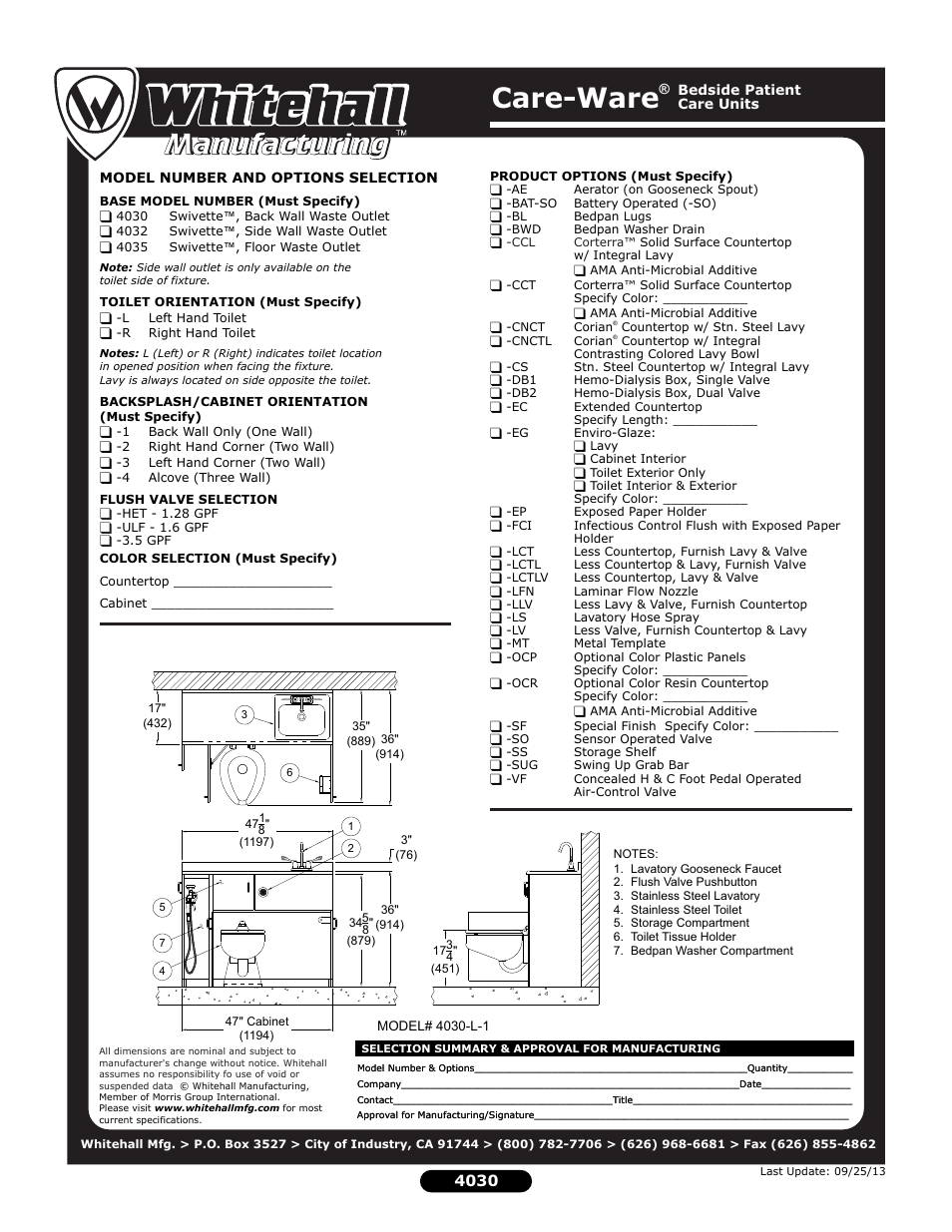 Care-ware | Whitehall Manufacturing 4035 User Manual | Page 2 / 2