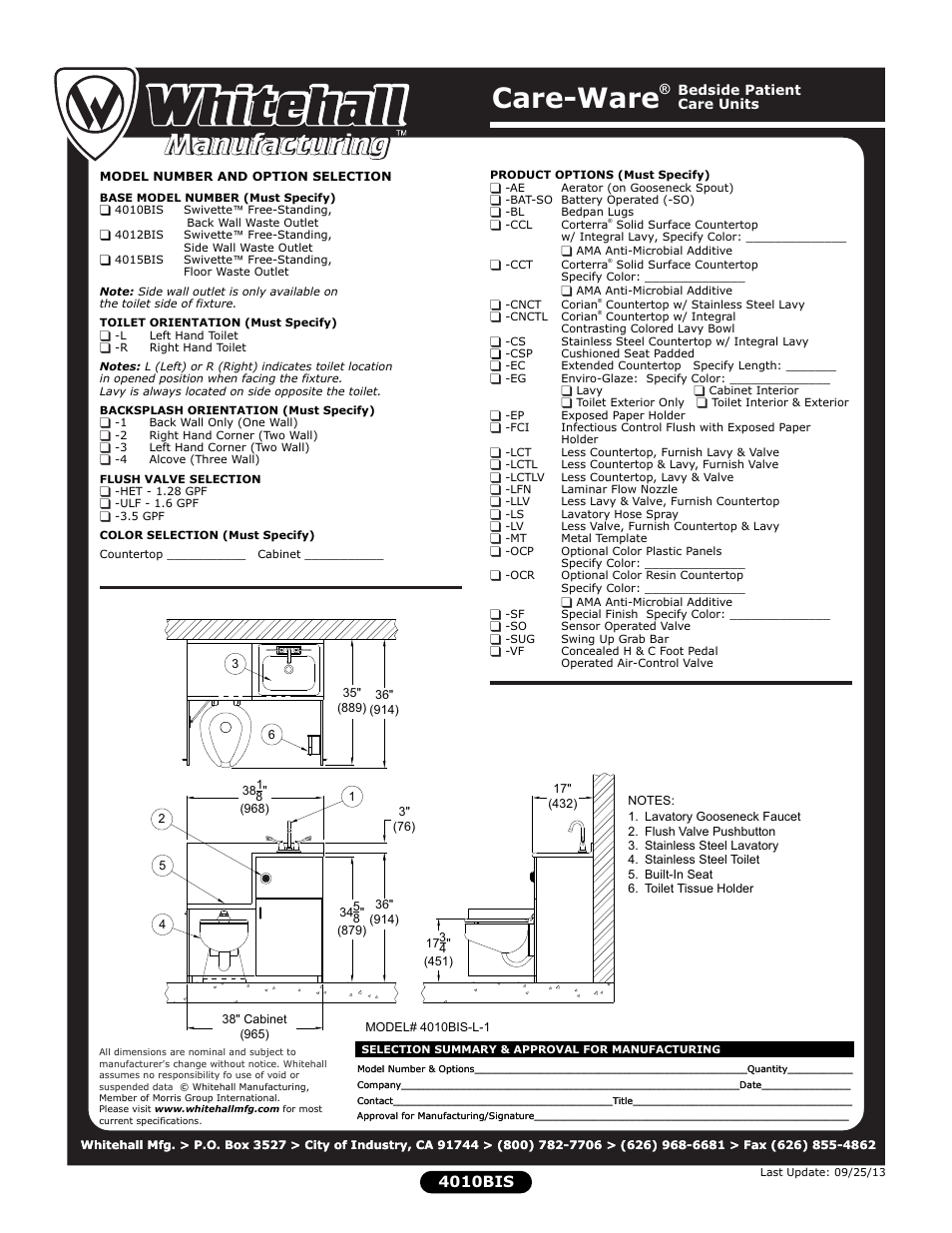 Care-ware, 4010bis | Whitehall Manufacturing 4015BIS User Manual | Page 2 / 2