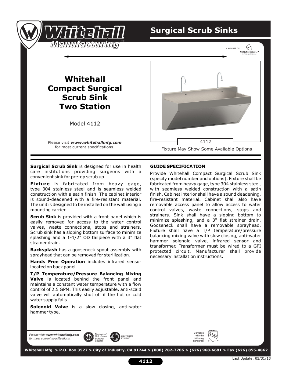 Whitehall Manufacturing 4112 User Manual | 2 pages