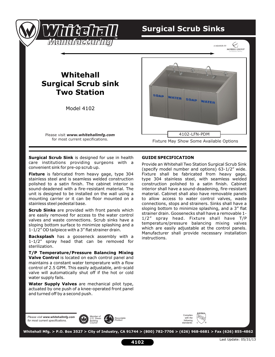 Whitehall Manufacturing 4102 User Manual | 2 pages