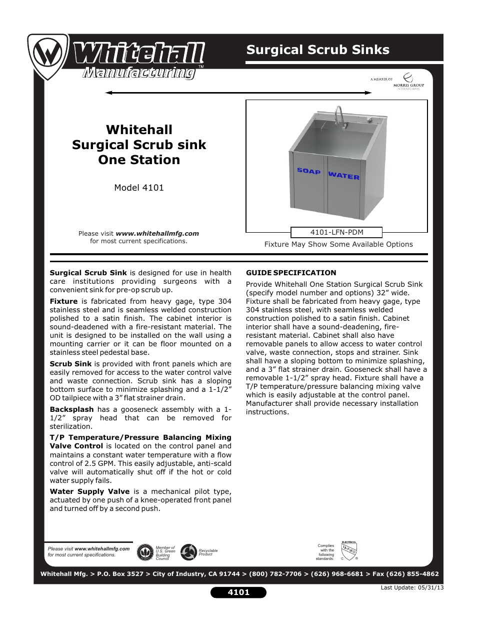 Whitehall Manufacturing 4101 User Manual | 2 pages