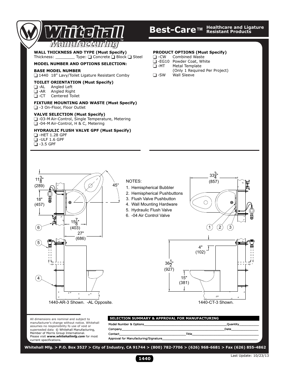 Best-care | Whitehall Manufacturing 1440 User Manual | Page 2 / 2