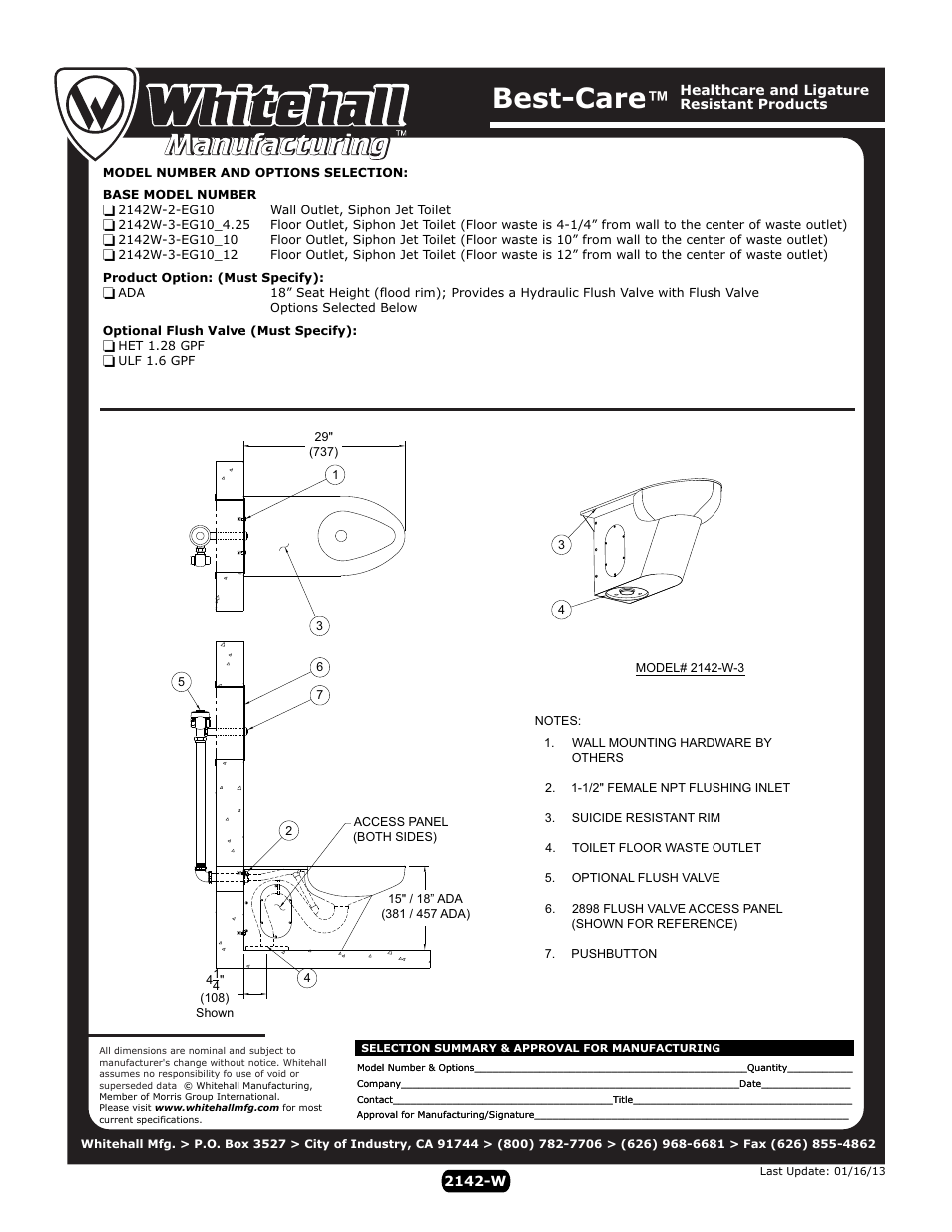 Best-care | Whitehall Manufacturing 2142-W-EG10 User Manual | Page 2 / 2