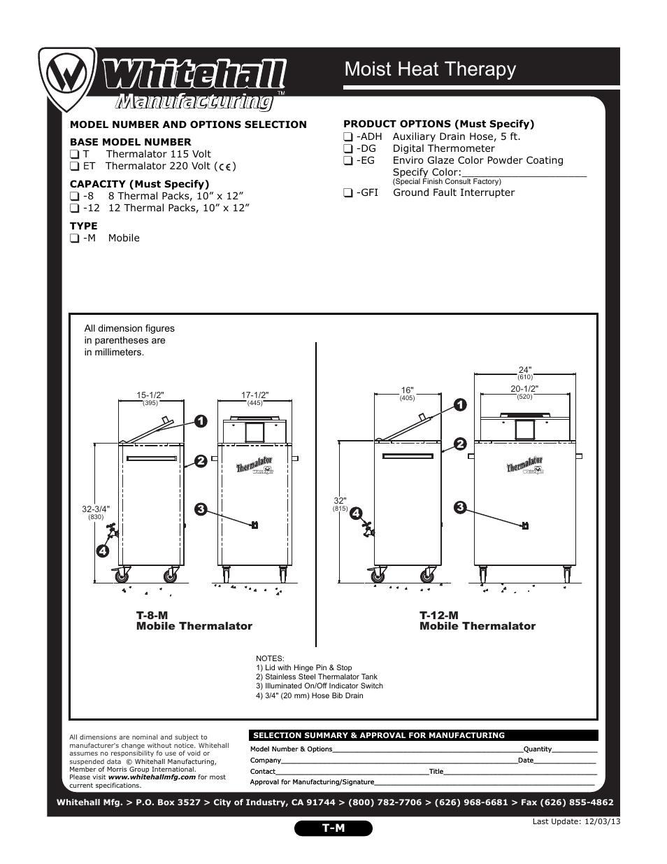 Moist heat therapy | Whitehall Manufacturing T-12-M User Manual | Page 2 / 2