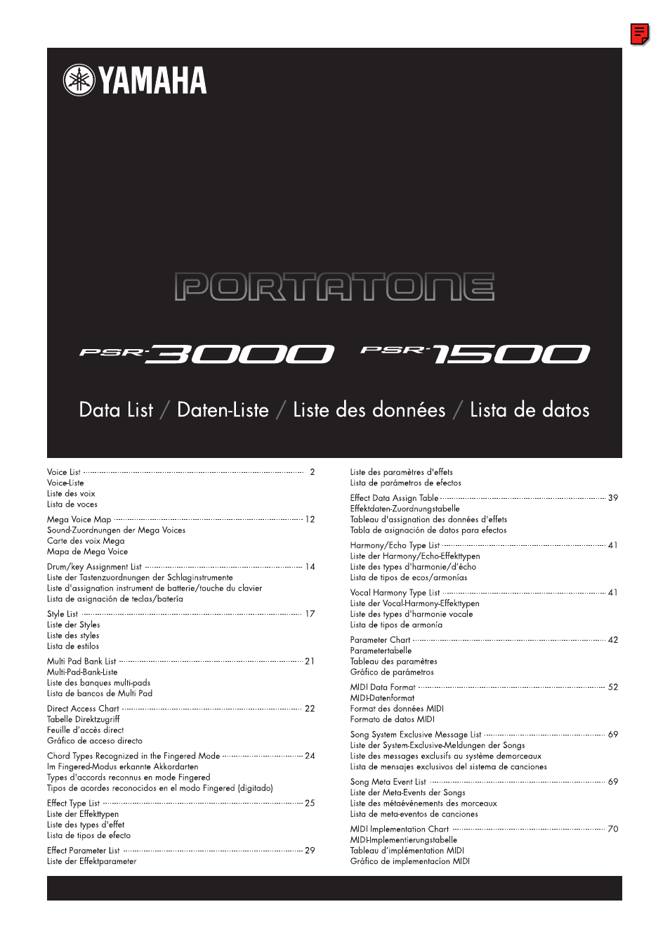 Yamaha PSR-3000  EN User Manual | 72 pages