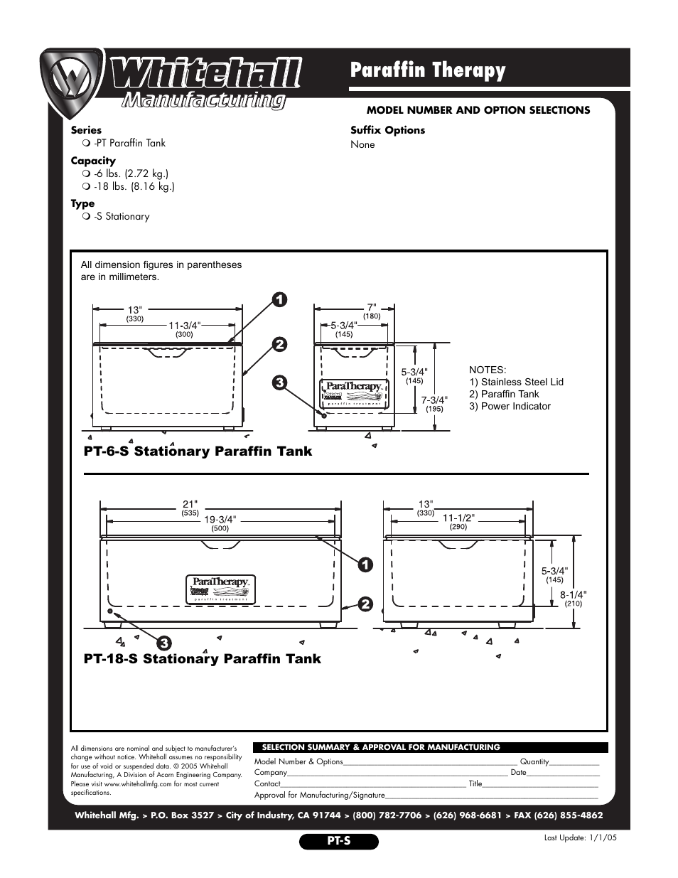 Paraffin therapy | Whitehall Manufacturing PT-18-S User Manual | Page 2 / 2